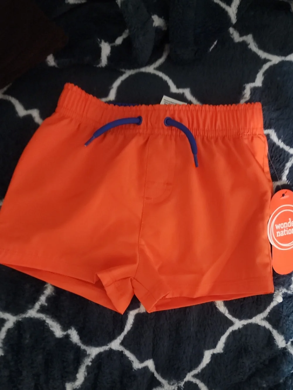 wonder nation Orange Swim Trunks with Blue Drawcord